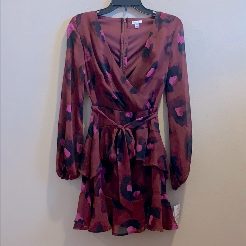 Maroon cheetah pattern dress NWT
